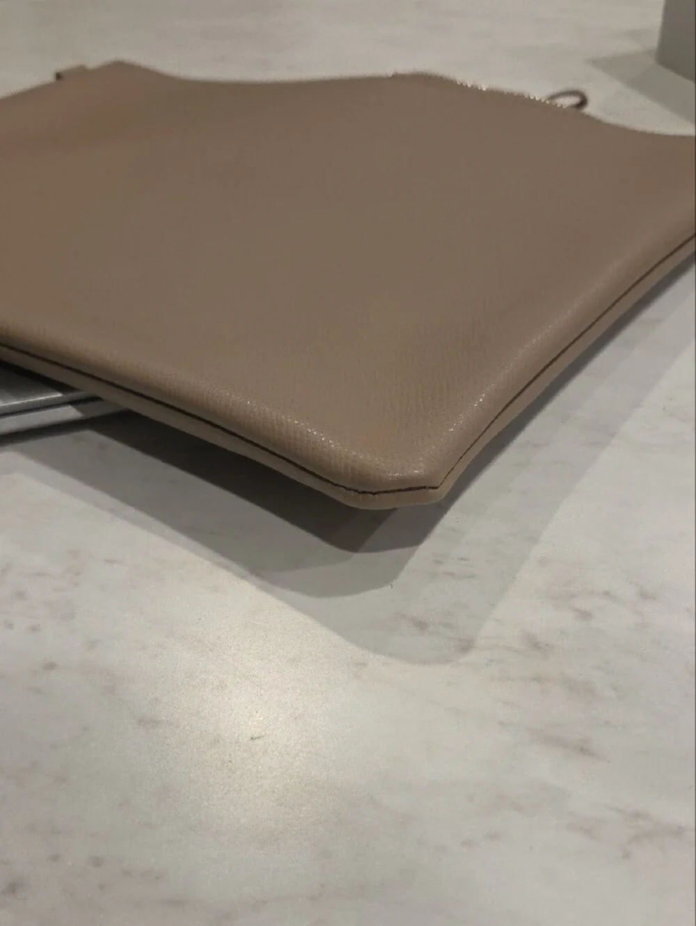 BOSS Taupe Leather Laptop Sleeve